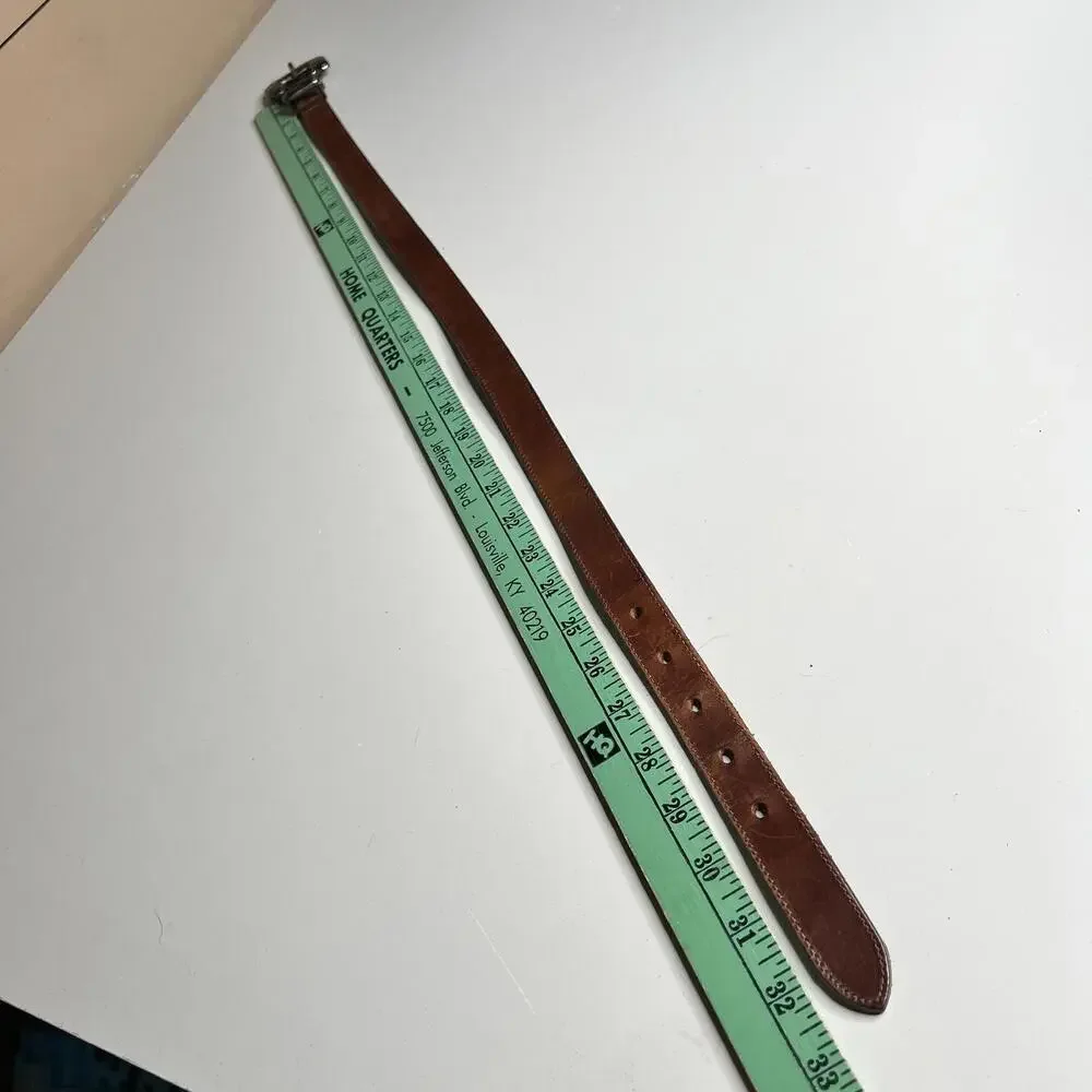 Eddie Bauer Leather Belt Mens 34‎ Brown Silver Buckle Casual Distressed Classic